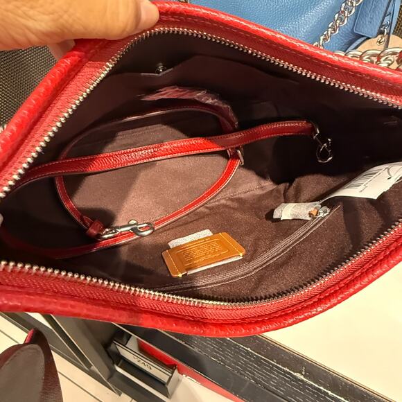 Last 1 ‼️Coach CBI94 Laurel Shoulder Bag Mirror Charm Pouch Dark Cardinal/Walnut - Picture 5 of 12